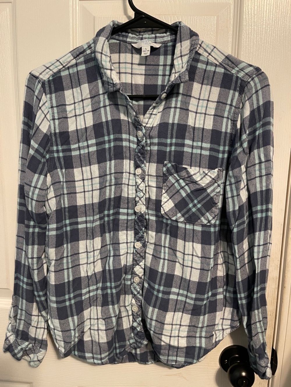 Navy & Light Blue Plaid Button-Down Shirt